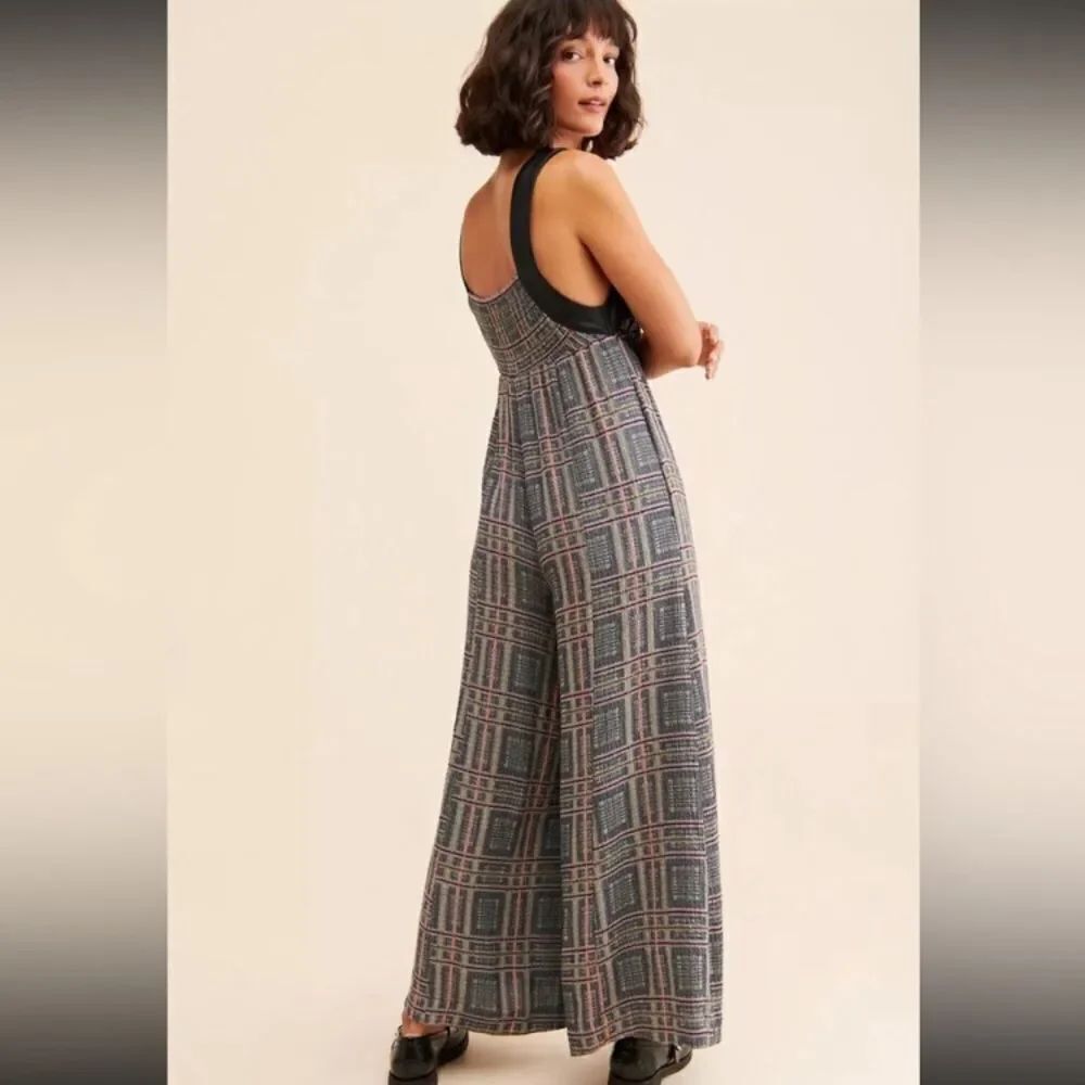 Free People Marley Plaid One Piece Jumpsuit - Picture 2 of 6